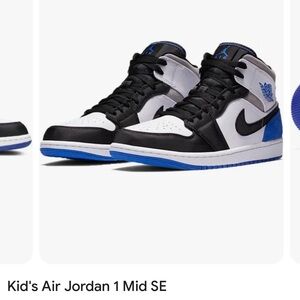 ✨BRAND NEW ✨Jordan 1 Mid SE PS White Black Blue Sneakers // KIDS SHOES// JORDANS